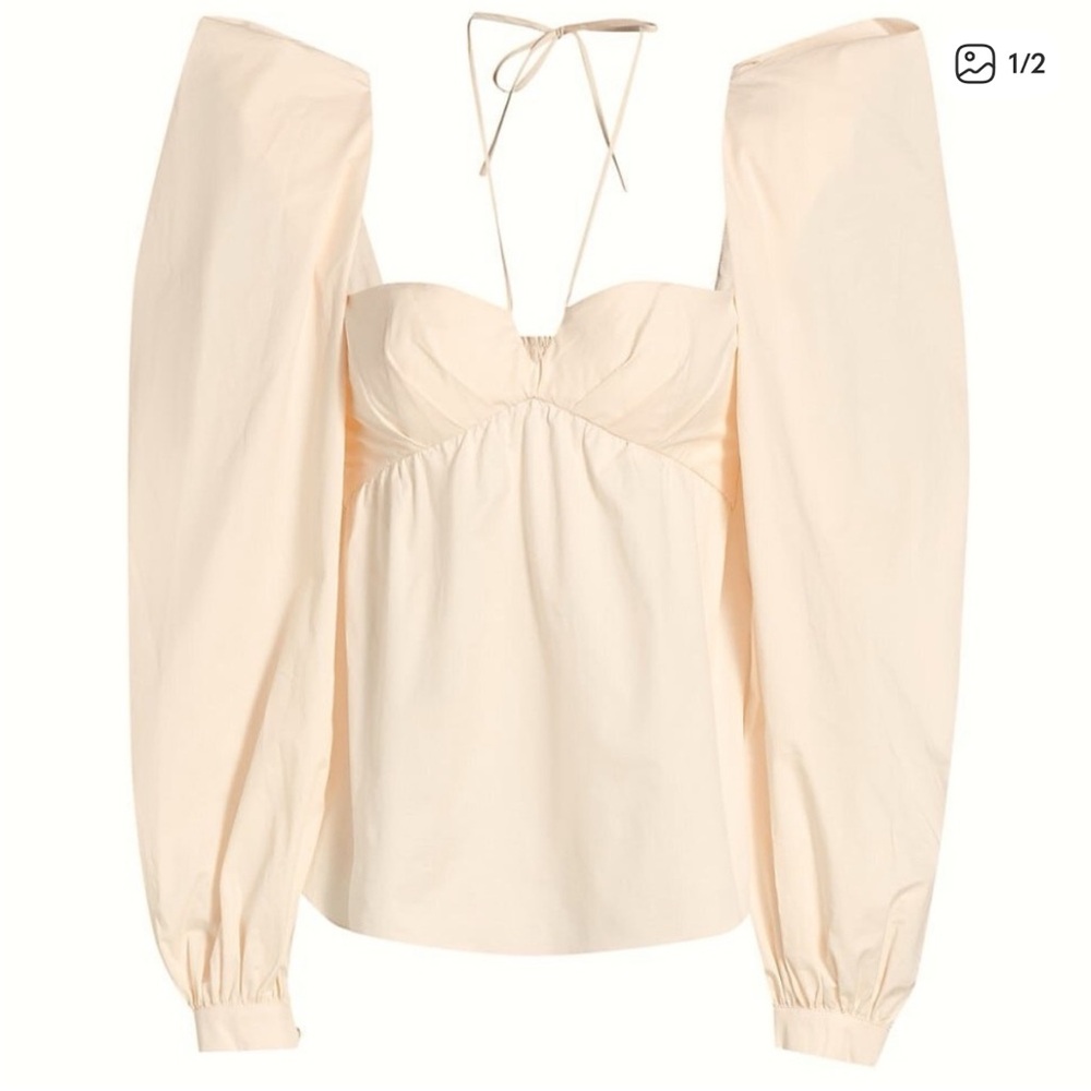 Johanna Ortiz Picturesque Poplin Puff Sleeve Blouse - Cream